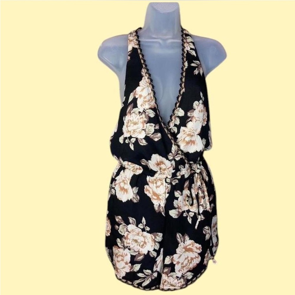 Blue Rain Faux Wrap Elastic Waist Romper Small